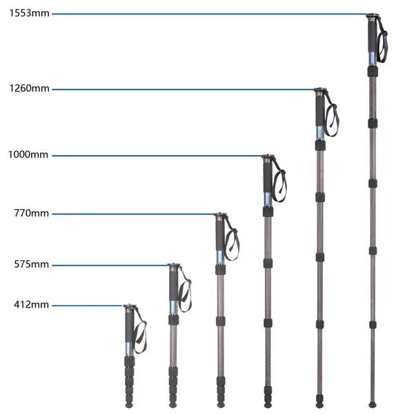 Leofoto MP-326C Carbon Fiber 6 Section Monopod - Max Load 15kg, Max Height 1555mm