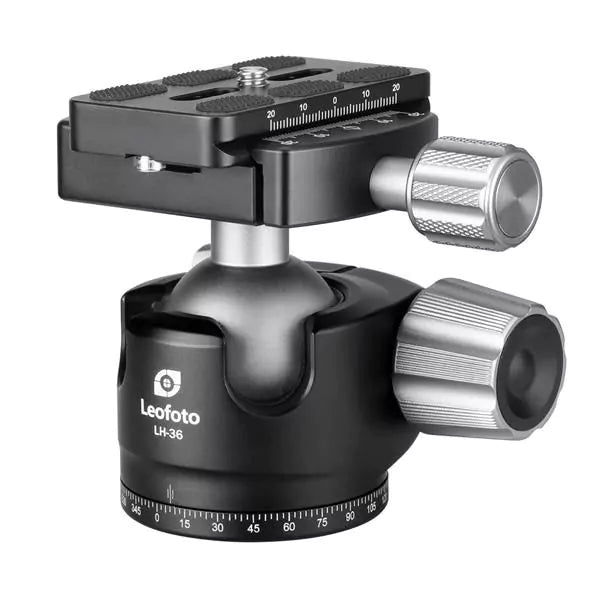 Leofoto LH Series LH-36 36mm Low Profile Ball Head and QP-70N QR Plate - Max Load 18kg