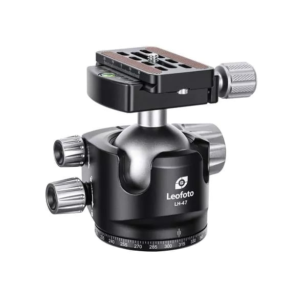 Leofoto LH Series LH-47 47mm Low Center of Gravity Ball Head and QP-70N QR Plate - Max Load 22kg