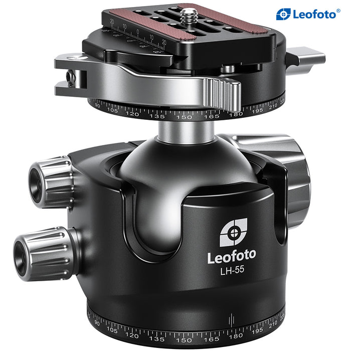 Leofoto LH Series LH-55PCL 36mm Low Profile Ball Head with PCL-70 Panning Clamp and QR Lock System - Max Load 25kg