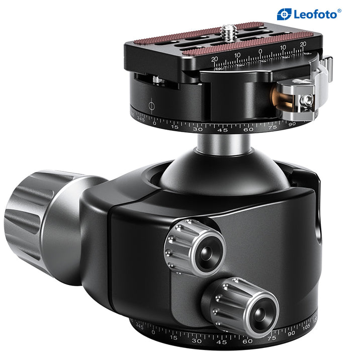 Leofoto LH Series LH-55PCL 36mm Low Profile Ball Head with PCL-70 Panning Clamp and QR Lock System - Max Load 25kg