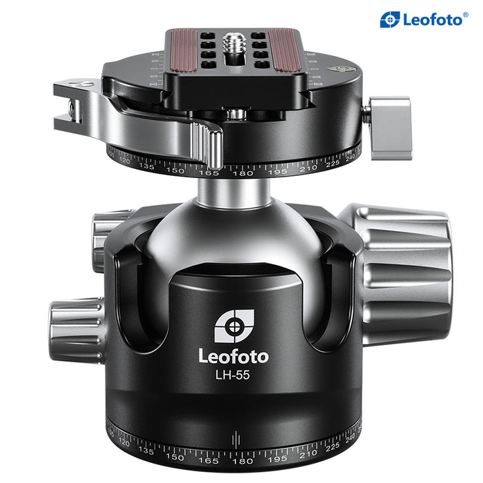 Leofoto LH Series LH-55PCL 36mm Low Profile Ball Head with PCL-70 Panning Clamp and QR Lock System - Max Load 25kg