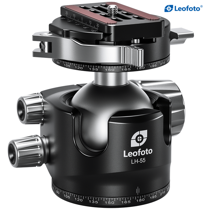 Leofoto LH Series LH-55PCL 36mm Low Profile Ball Head with PCL-70 Panning Clamp and QR Lock System - Max Load 25kg