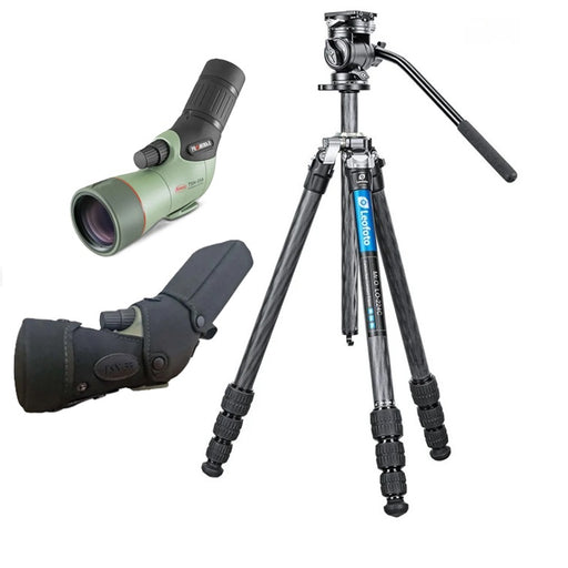 Kowa TSN-55A PROMINAR 17-40x Angled Compact Spotting Scope and Neoprene Stay On Case with Leofoto MR. O LO-224C 10 Layer Carbon Spider Ball Tripod with Centre Column and BV-1R Mini Fluid Head