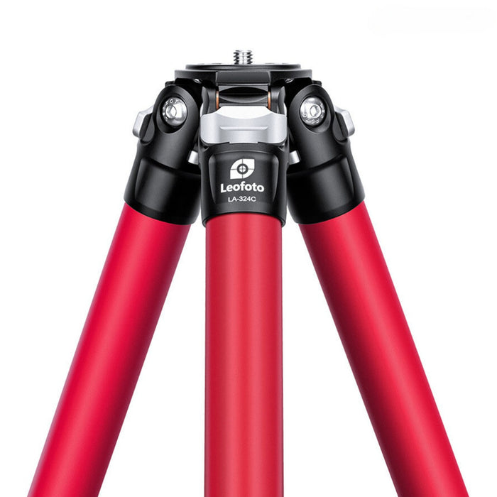 Leofoto Athena LA-324C 10 Layer Carbon Water, Sand Proof, Corrosion Resistant Titanium Feet RED Tripod with LH-40 RED Ball Head - Max Load 15kg, Min 165mm to 1395mm