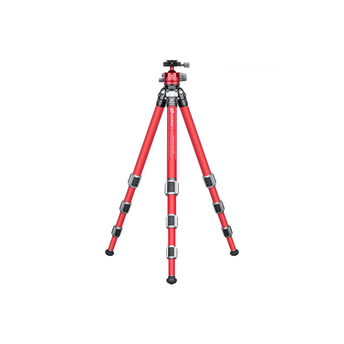 Leofoto Athena LA-324C 10 Layer Carbon Water, Sand Proof, Corrosion Resistant Titanium Feet RED Tripod with LH-40 RED Ball Head - Max Load 15kg, Min 165mm to 1395mm