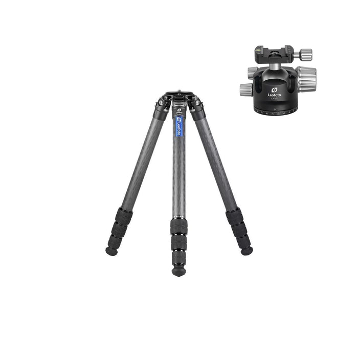 Leofoto Summit Tripod Kit LM-364C 10 Layer Carbon Hollow-out Spider 180 Degree Folding Silicone Handle Tripod with LH-55 Ball Head - Max Load 30kg, Min 188 mm to Max 1548mm