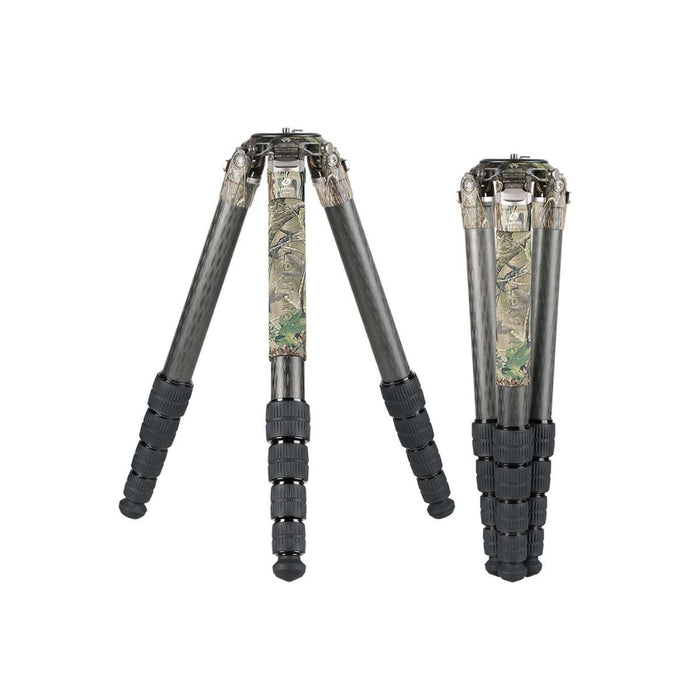 Leofoto LM Summit CAMO LM-365C 10 Layer Carbon Hollow-out Spider 75mm Bowl Tripod with Safety Lock System - Max Load 25kg, Min 80mm to Max 1540mm