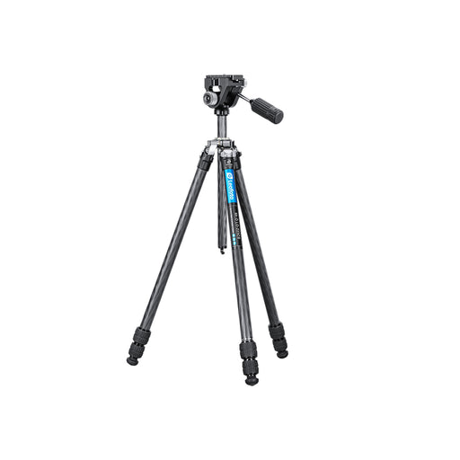 Leofoto MR. O LO-223CS 10 Layer Carbon Tripod with Built in Ball Head and SW-02 Pan and Tilt Head for Spotting Scopes and Binoculars - Max Load 10kg, Min 140mm to Max 1690mm