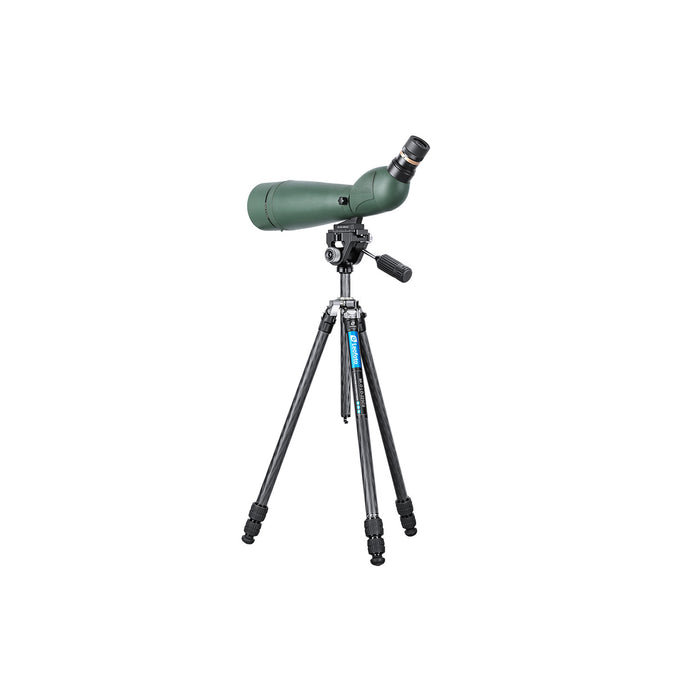 Leofoto MR. O LO-223CS 10 Layer Carbon Tripod with Built in Ball Head and SW-02 Pan and Tilt Head for Spotting Scopes and Binoculars - Max Load 10kg, Min 140mm to Max 1690mm