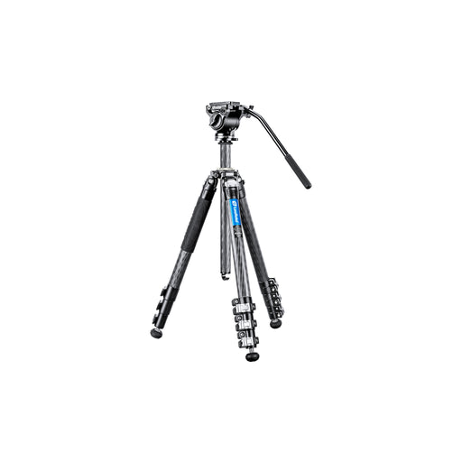 Leofoto LV-284C Head Manba LV Video Head System Flip Lock Carbon Fibre Tripod and BV-5 Fluid Head 4kg