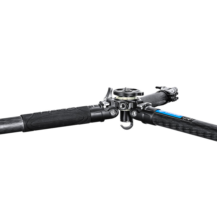 Leofoto LV-323C Manba LV Video Head System Flip Lock Carbon Fibre Tripod and BV-10 Fluid Head 6kg