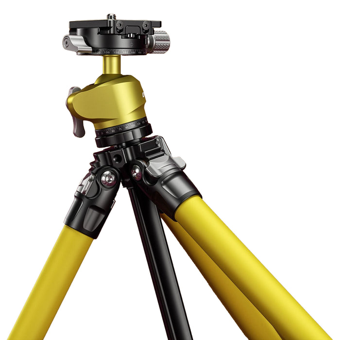 Leofoto YELLOW MR.Y LY-224C 10 Layer Carbon Y Shaped Centre Tripod with LH-25 Ball Head - Max Load 6kg, Min 125mm to Max 1410mm