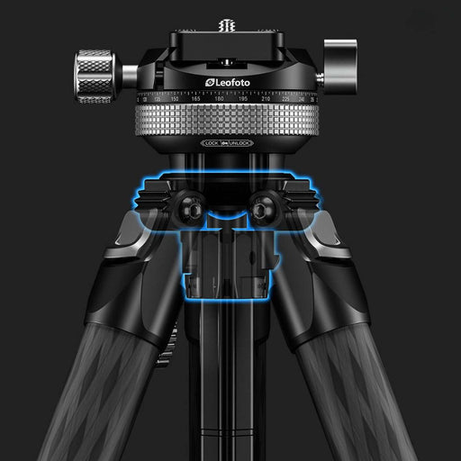 Leofoto BLACK MR.Y LY-265CF 10 Layer Carbon Y Shaped Centre Inverted Ball and Gear Locking System Tripod with - Max Load 7kg, Min 120 mm to Max 1580mm