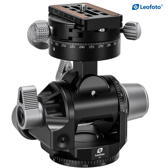 Leofoto G4 PROM Four Way Geared Head with Geared Panning Adaptor