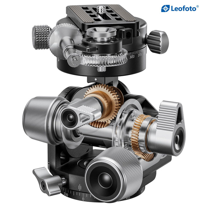 Leofoto G4 PROM Four Way Geared Head with Geared Panning Adaptor