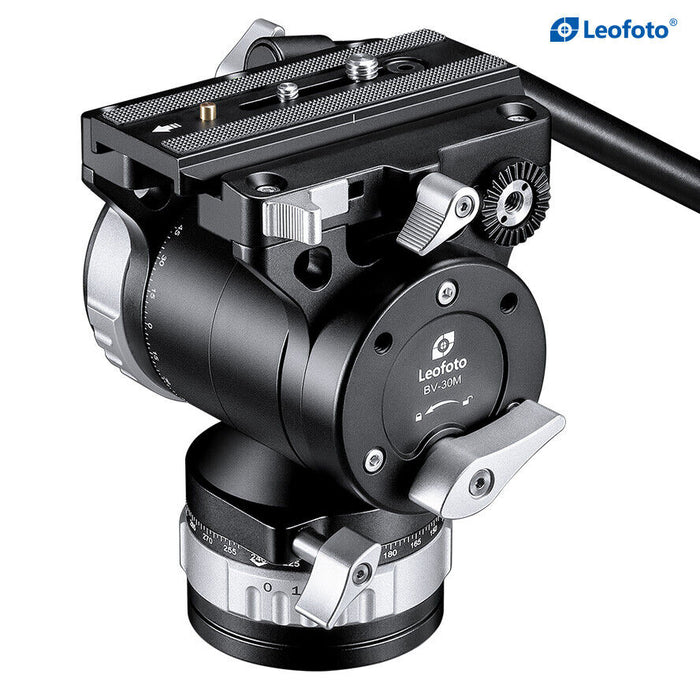 Leofoto BV-30  Pro Fluid Video Head with Lever Lock Arca Compatible QR Plate