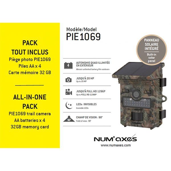 Numaxes PACK TRAIL CAMERA PIE1069 + BATTERIES (x4) + 32 GB SD CARD
