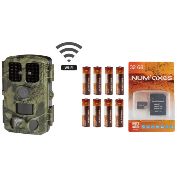 Numaxes PACK TRAIL CAMERA PIE1077 + BATTERIES (x8) + 32 GB SD CARD