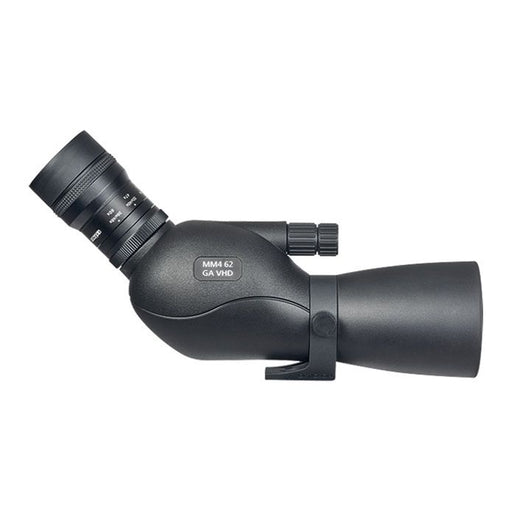 A black spotting scope with 'MM4 62 GA KHD' printed on its body, shown against a plain white background.