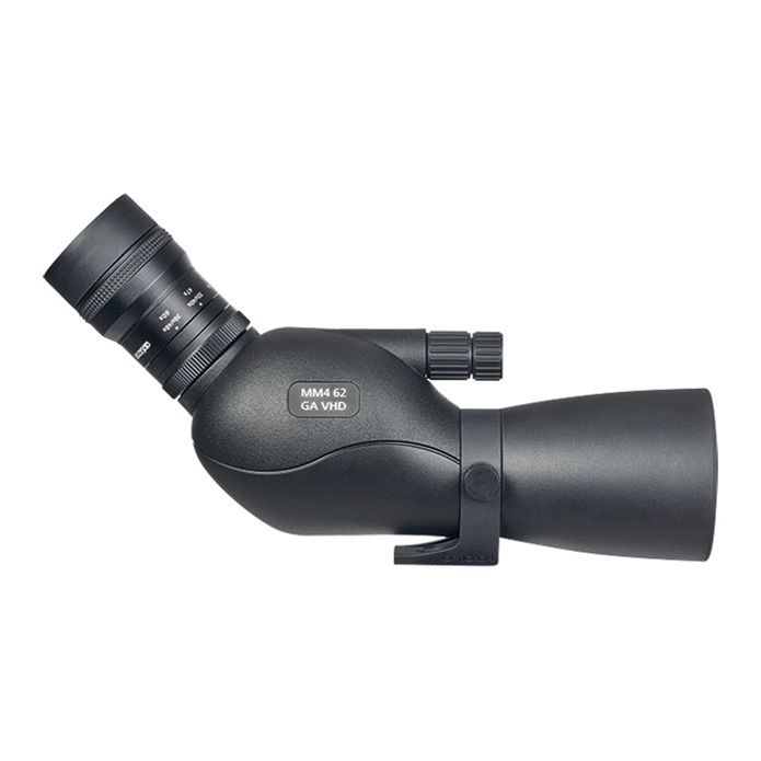 A black spotting scope with 'MM4 62 GA KHD' printed on its body, shown against a plain white background.