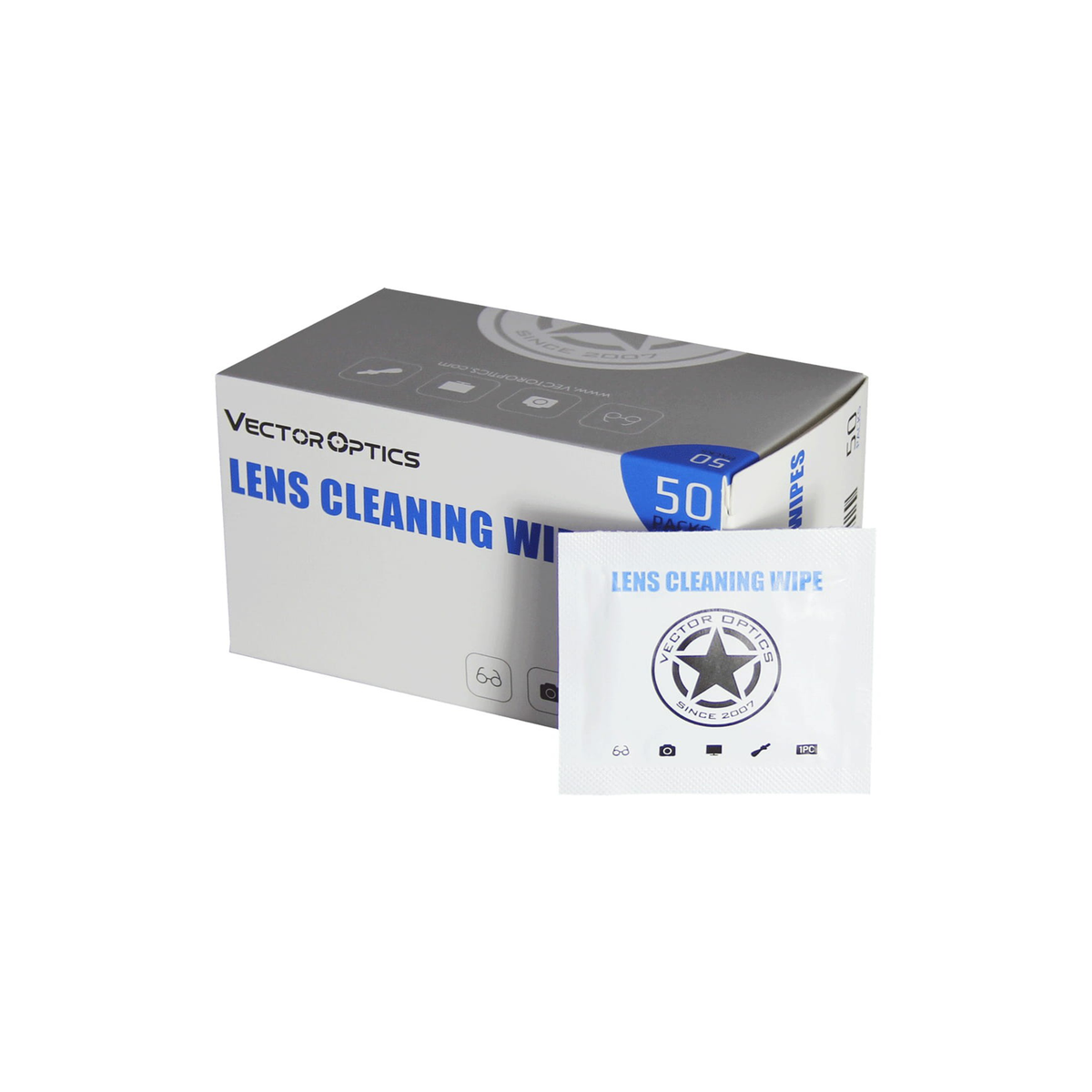 Vector Optics Pre-Moistened Optics Lens Alcohol-Free Cleaning Wipes 50 ...