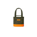 A YETI tote bag in olive green with a bright orange bottom panel and orange logo, shown on a plain white background.