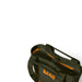 An olive green YETI tote bag with bright orange accents and a visible YETI logo, shown on a clean white background.