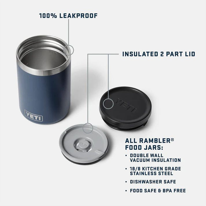 YETI Rambler food jar with insulated 2-part lid on a white background