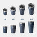 Set of YETI tumblers in various sizes on a white background