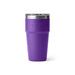 Purple YETI tumbler with a silver lid on a white background