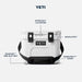 YETI cooler with labeled features on a white background