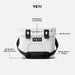 YETI cooler with labeled features on a white background