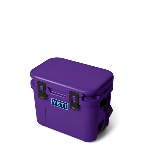 Purple YETI cooler on a white background