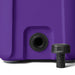 Purple water container with black valve and cap on a white background