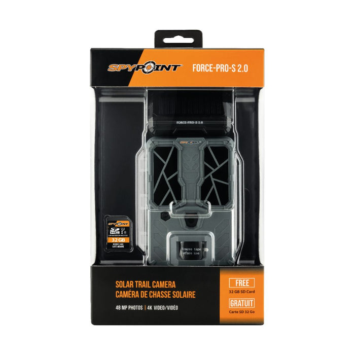 Spypoint FORCE-PRO-S 2.0 Solar Powered 48MP / 4K Grey Trail Camera