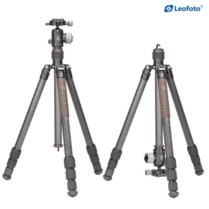 Leofoto Urban LX-254CT 10 Layer Carbon Hollow-out Spider 180 Degree Folding Silcone Handle Tripod with XB-32 Ball Head - Max Load 4kg, Min 200mm to Max 1630mm