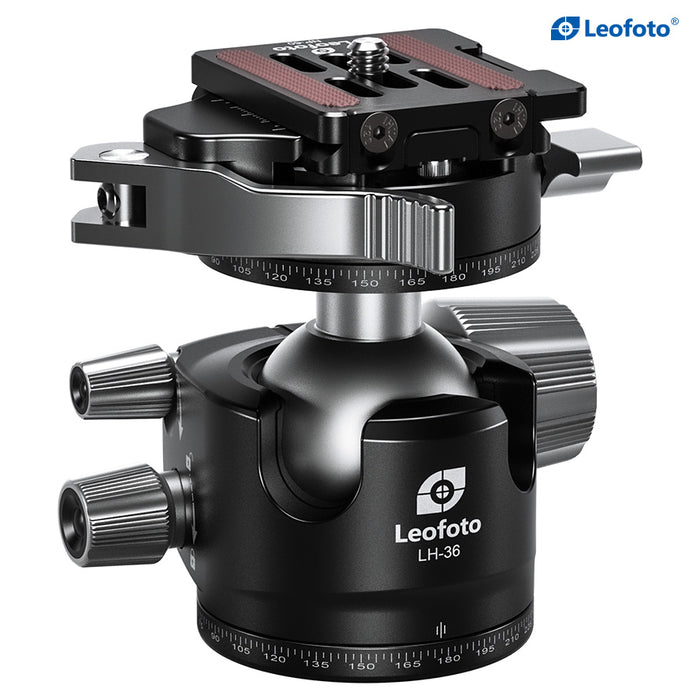 Leofoto LH Series LH-36PCL 36mm Low Profile Ball Head with PCL-52 Panning Clamp and QR Lock System - Max Load 18kg