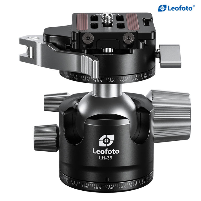 Leofoto LH Series LH-36PCL 36mm Low Profile Ball Head with PCL-52 Panning Clamp and QR Lock System - Max Load 18kg