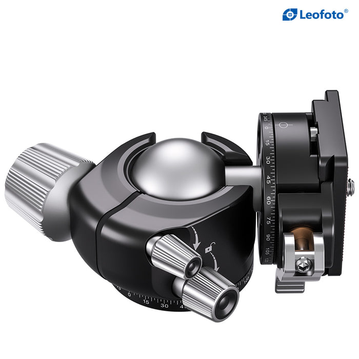 Leofoto LH Series LH-36PCL 36mm Low Profile Ball Head with PCL-52 Panning Clamp and QR Lock System - Max Load 18kg