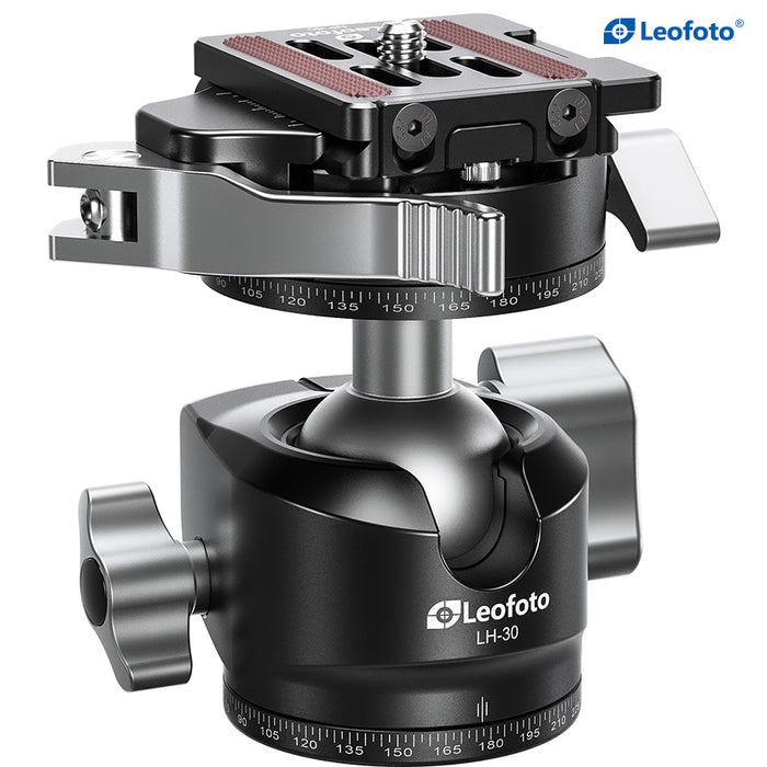 Leofoto LH Series LH-30PCL 30mm Low Profile Ball Head with PCL-52 Panning Clamp and QR Lock System - Max Load 15kg