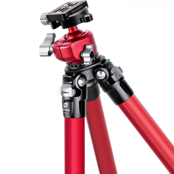 Leofoto Athena LA-284C 10 Layer Carbon Water, Sand Proof, Corrosion Resistant Titanium Feet RED Tripod with LH-30 RED Ball Head - Max Load 10kg, Min 160mm to 1290mm