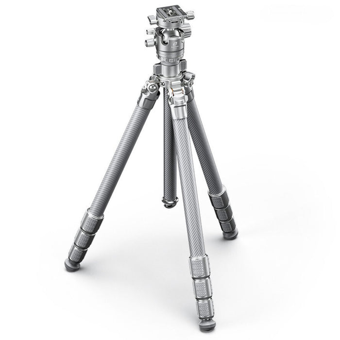 Leofoto Wings of God SILVER LG284C 10 Layer Carbon Water, Sand and Dust proof Corrosion Resistant Titanium Feet Spider Tripod with LH-36R Low Profile Ball Head - Max Load 10kg, Min 160mm to Max 1580mm