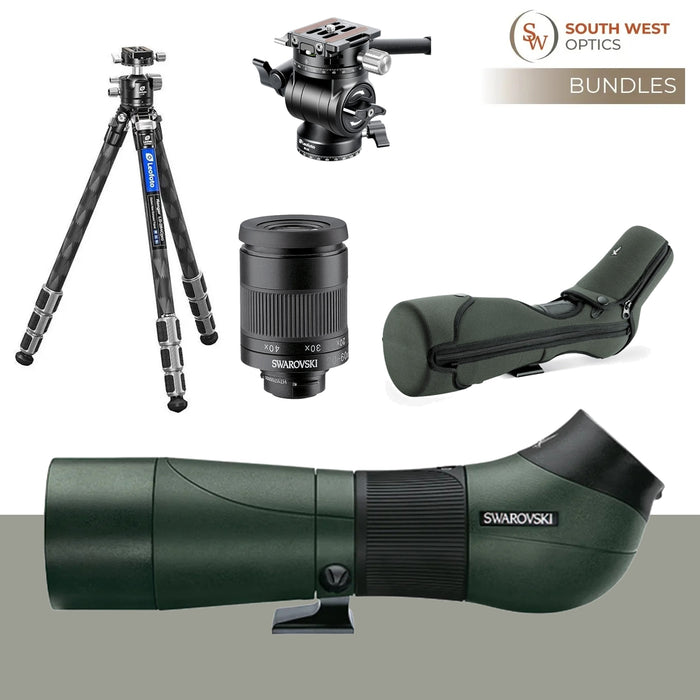 Swarovski 65mm ATS Spotting Scope Complete Bundle with Leofoto Carbon Tripod & Fluid Head